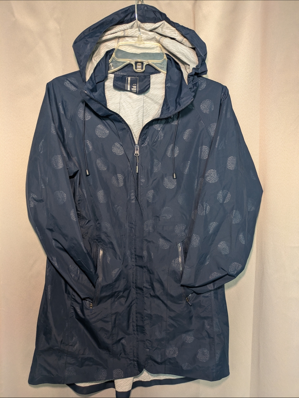 Mondetta Navy Blue Hooded Trench Raincoat